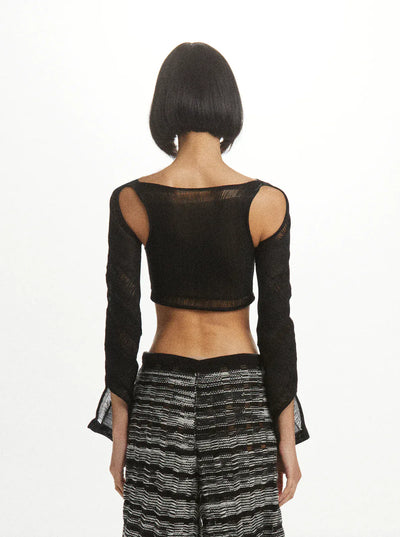Reverse Swirl Crop Knit Top Black-July Li-APOC STORE