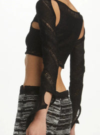 Reverse Swirl Crop Knit Top Black-July Li-APOC STORE