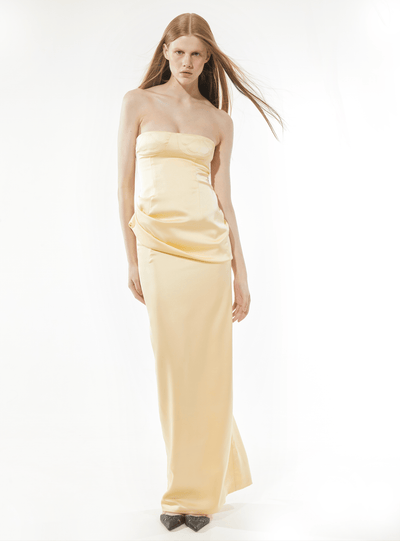 Draped top with floral cups butter yellow-Nastyamasha-APOC STORE