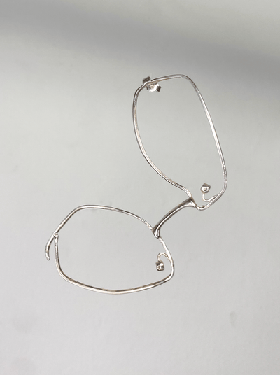 Single big silver glasses earring 3-Lou de Bètoly-APOC STORE