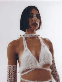 Off-white Fluffy knit self-tie bralette-Raquel de Carvalho-APOC STORE