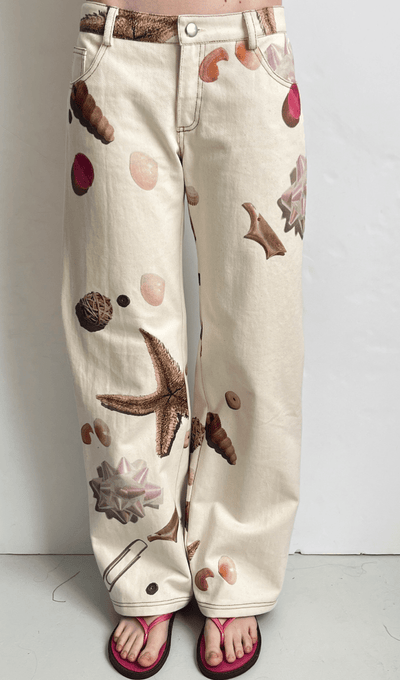 Seastar Printed Denim Trousers-Constanca Entrudo-APOC STORE