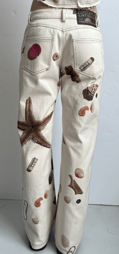 Seastar Printed Denim Trousers-Constanca Entrudo-APOC STORE