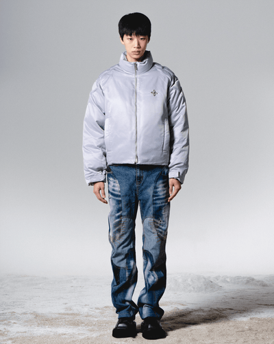 surgery biker embossing puffer jacket 'grey'-Surgery-APOC STORE