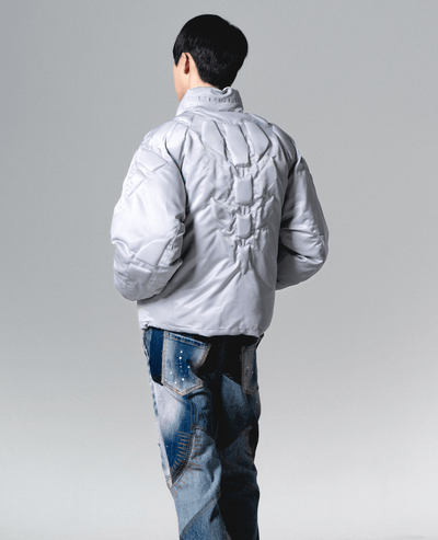 surgery biker embossing puffer jacket 'grey'-Surgery-APOC STORE