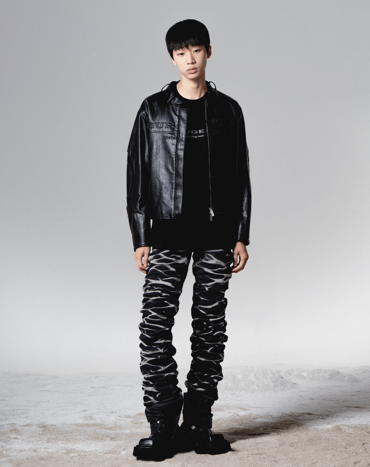 surgery yoonseul long length double jeans 'black'-Surgery-APOC STORE