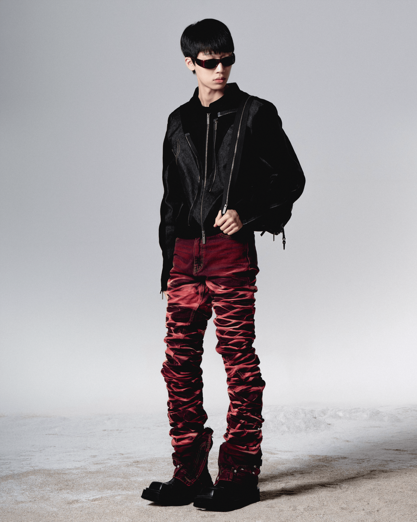 surgery yoonseul long length double jeans 'flame'-Surgery-APOC STORE