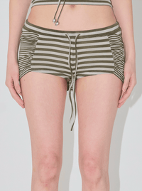 shirred mini skirt pants olive-Nibgnus-APOC STORE