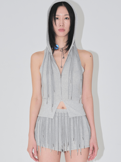 string tunnel hoodie tank grey-Nibgnus-APOC STORE