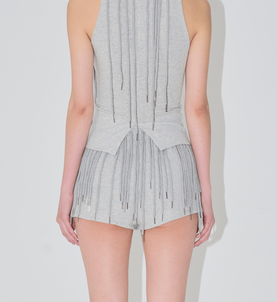 string mini shorts grey-Nibgnus-APOC STORE