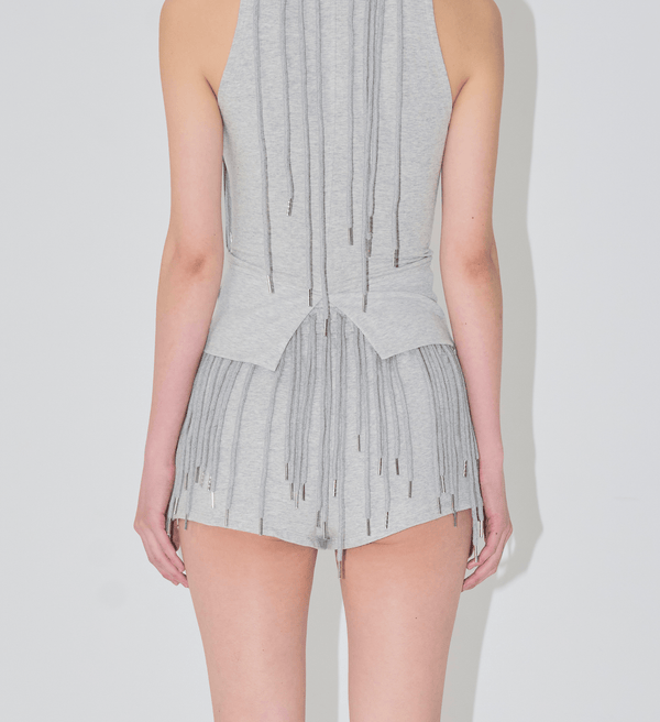 string mini shorts grey-Nibgnus-APOC STORE