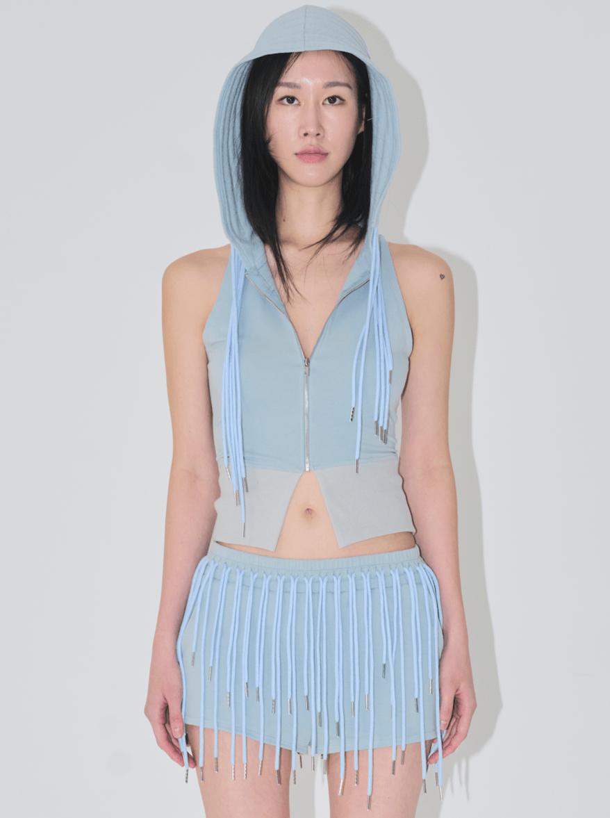 string tunnel hoodie tank blue-Nibgnus-APOC STORE
