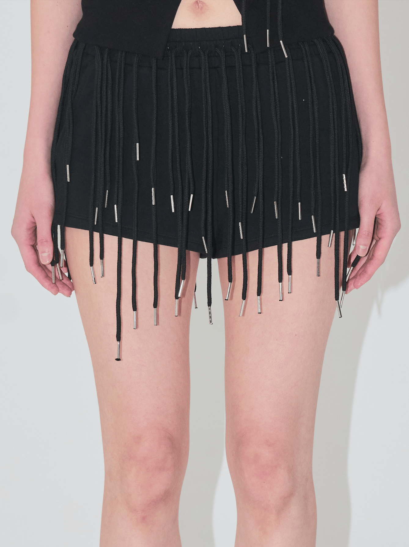 string mini shorts black-Nibgnus-APOC STORE