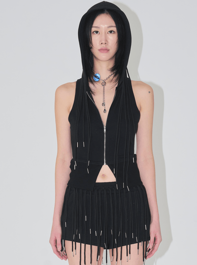string tunnel hoodie tank black-Nibgnus-APOC STORE