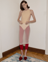 Mesh Midi Skirt with Bow Peach-Nastyamasha-APOC STORE
