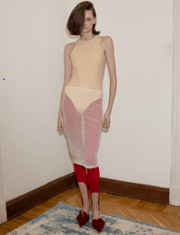 Mesh Midi Skirt with Bow Peach-Nastyamasha-APOC STORE