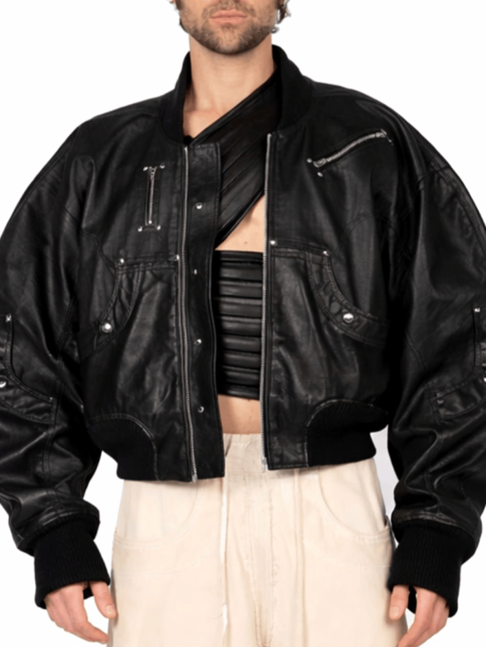 LP SS26 SHELL BOMBER (LEATHER)-LEO PROTHMANN-APOC STORE