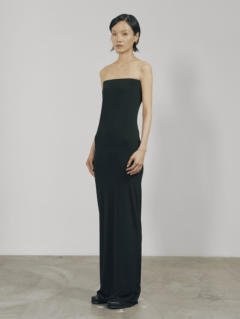 Black Skinny Tube Maxi Dress-arc us arkus-APOC STORE