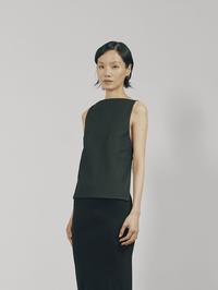 Black Cotton Twill Open-back Top-arc us arkus-APOC STORE