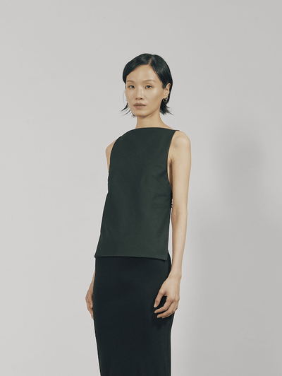 Black Cotton Twill Open-back Top-arc us arkus-APOC STORE