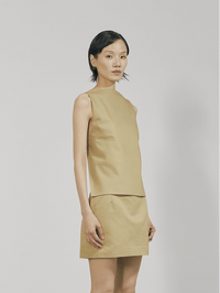 Khaki Cotton Twill Open-back Top-arc us arkus-APOC STORE