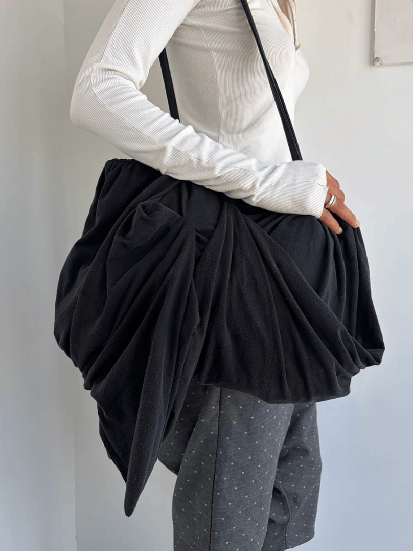 Draped Tote Bags - Black