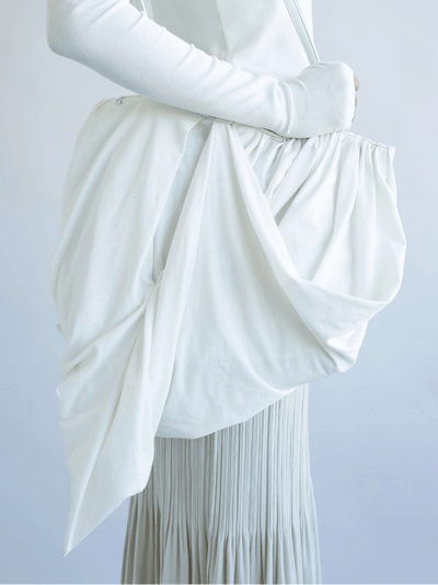 Draped Tote Bags - White
