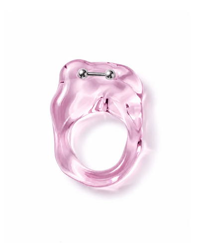 Brutalist Pierced Glass Ring 0117 - Baby Pink