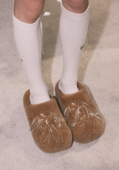 GO VACAY - Hedgehog Fluffy Slippers Brown-EMPTY BEHAVIOR-APOC STORE