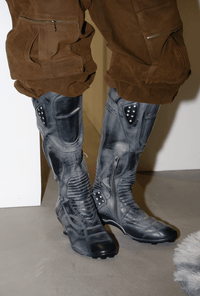 Boxing High Heel Boots Black-EMPTY BEHAVIOR-APOC STORE