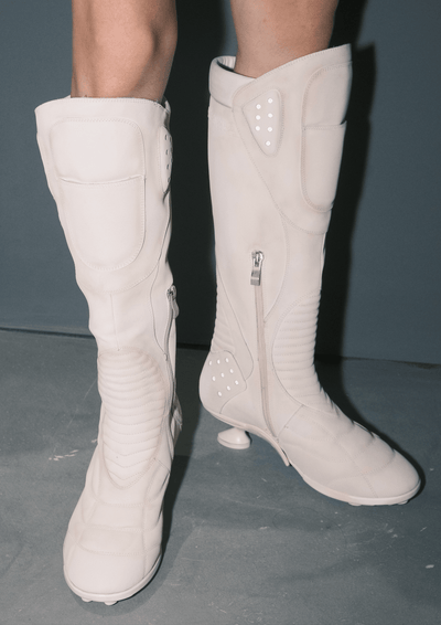 Boxing High Heel Boots White-EMPTY BEHAVIOR-APOC STORE