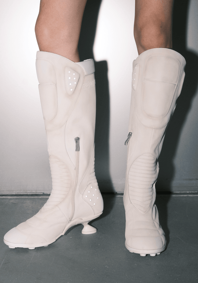 Boxing High Heel Boots White-EMPTY BEHAVIOR-APOC STORE