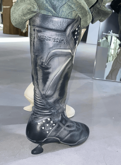 Boxing High Heel Boots Black-EMPTY BEHAVIOR-APOC STORE