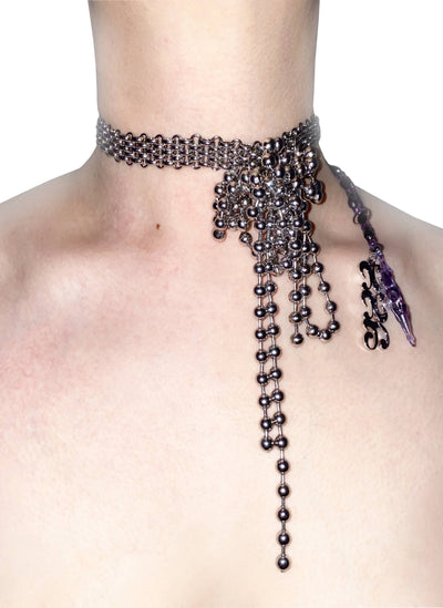 Silver beading choker-886lab-APOC STORE