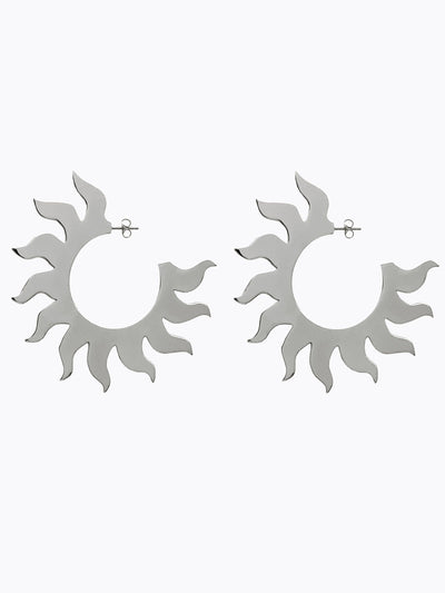 Soleil Hoop Earrings Silver-EYLAND-APOC STORE