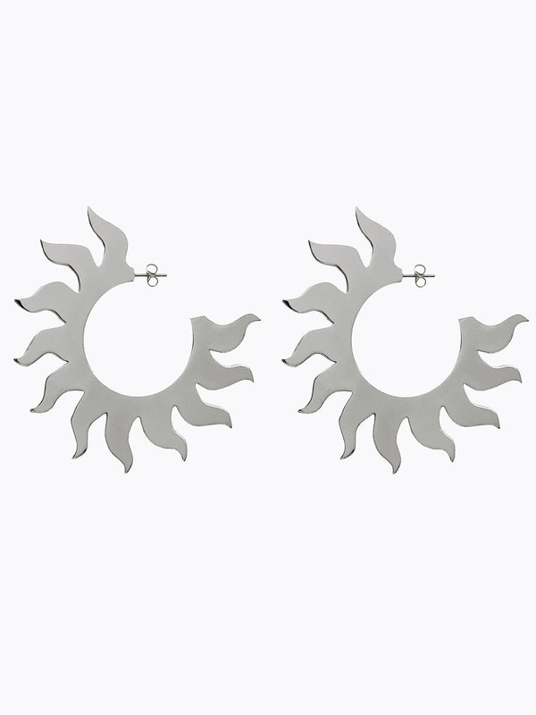 Soleil Hoop Earrings Silver-EYLAND-APOC STORE