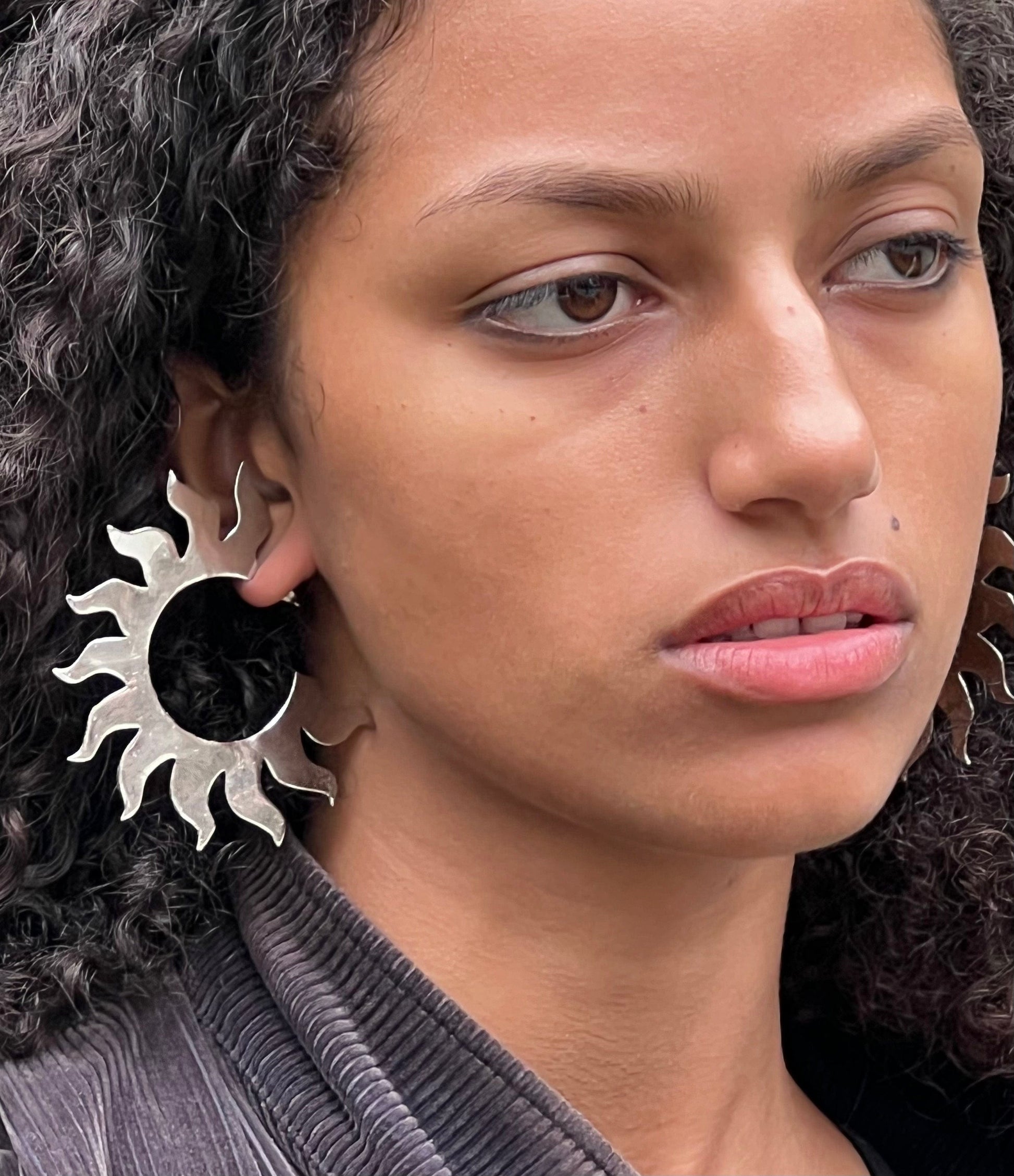 Soleil Hoop Earrings Silver-EYLAND-APOC STORE