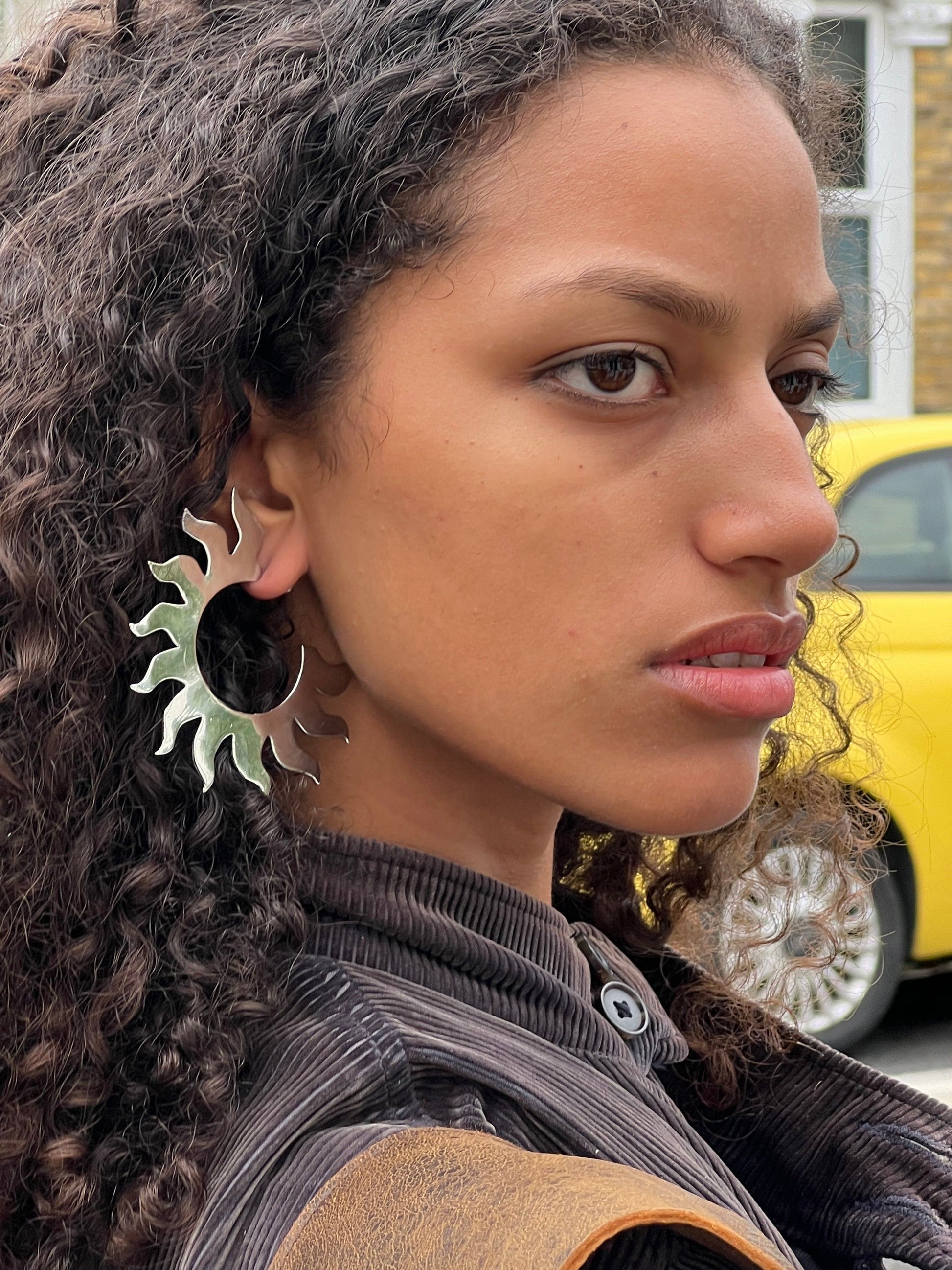 Soleil Hoop Earrings Silver-EYLAND-APOC STORE