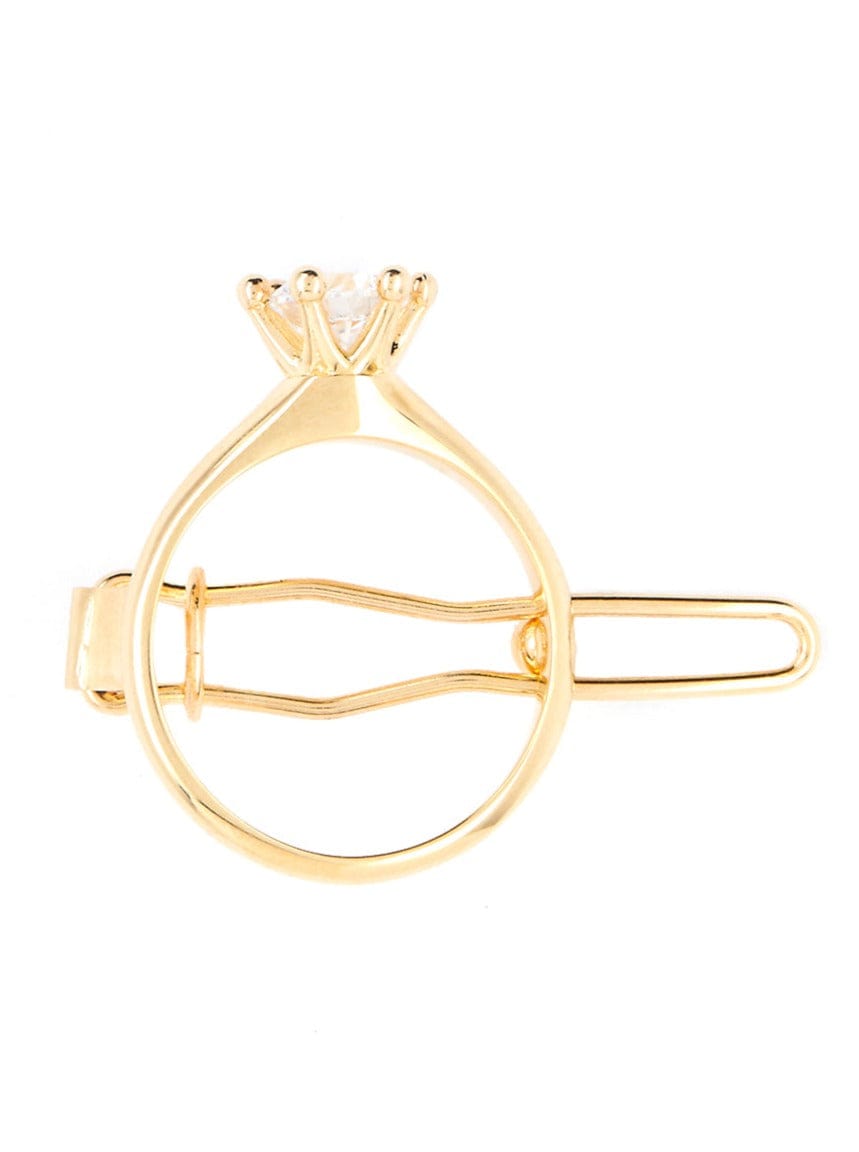 Gold White Solitaire Ring Hair Clip-D’heygere-APOC STORE