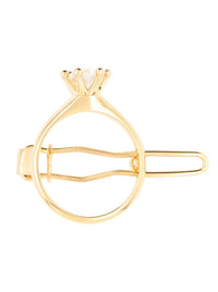 Gold White Solitaire Ring Hair Clip-D’heygere-APOC STORE