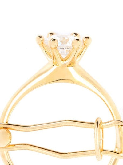 Gold White Solitaire Ring Hair Clip-D’heygere-APOC STORE