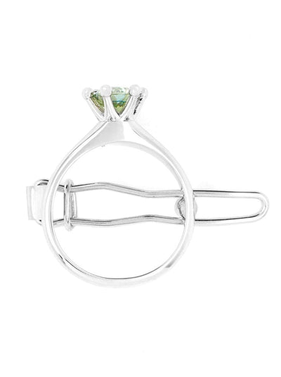 Silver Green Solitaire Ring Hair Clip-D’heygere-APOC STORE