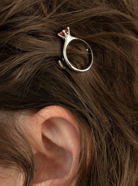 Silver Pink Solitaire Ring Hair Clip-D’heygere-APOC STORE