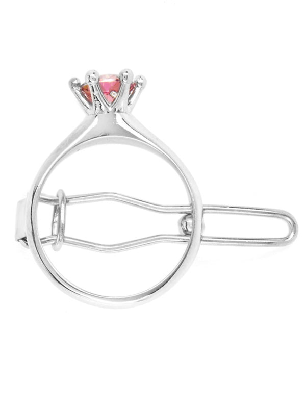 Silver Pink Solitaire Ring Hair Clip-D’heygere-APOC STORE