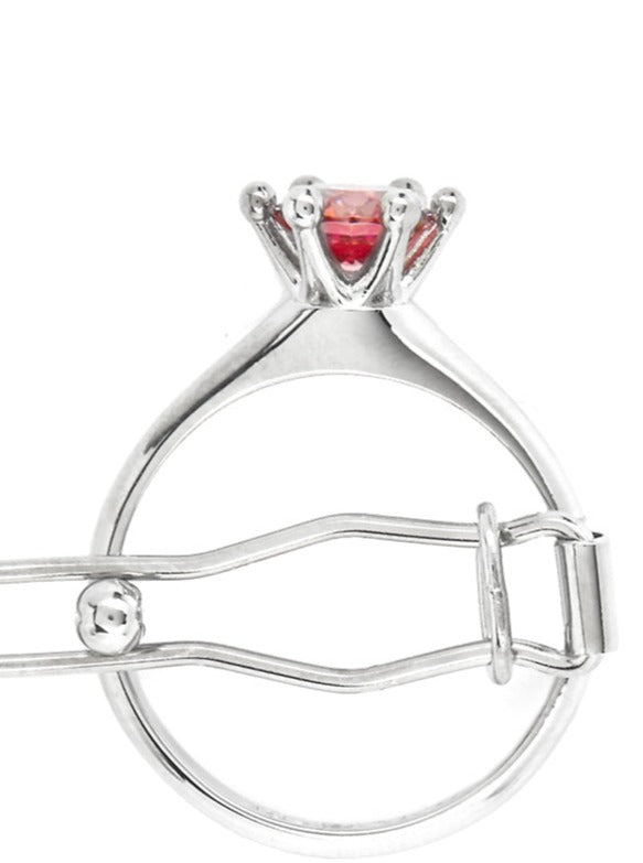 Silver Pink Solitaire Ring Hair Clip-D’heygere-APOC STORE
