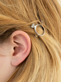 Silver White Solitaire Ring Hair Clip-D’heygere-APOC STORE