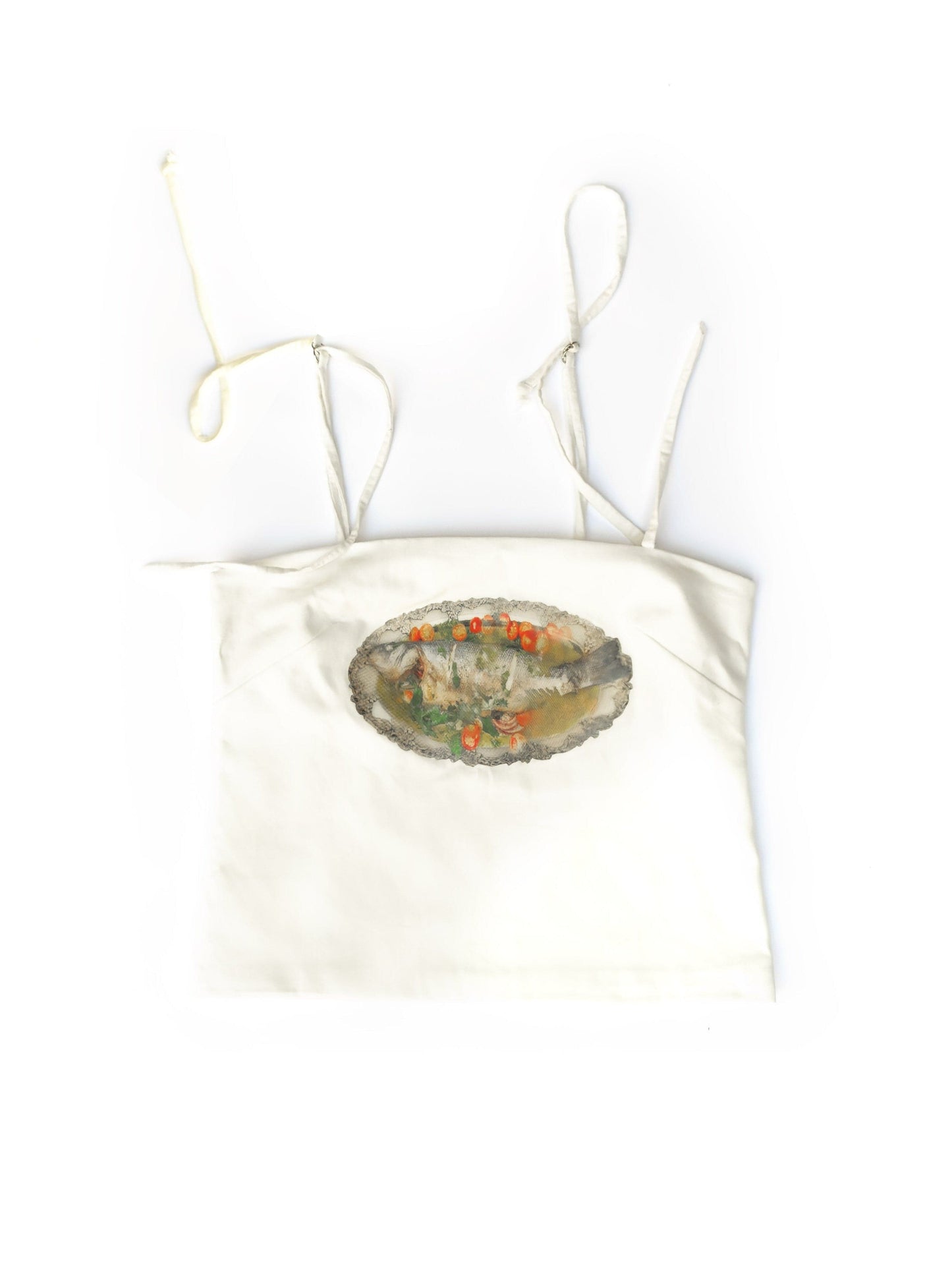 Fish Plate on White Spaghetti Tank-Leeann Huang-APOC STORE