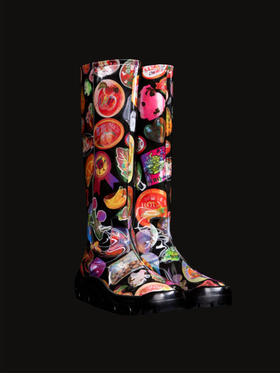 Lenticular Fruit Sticker Knee Boot-Leeann Huang-APOC STORE