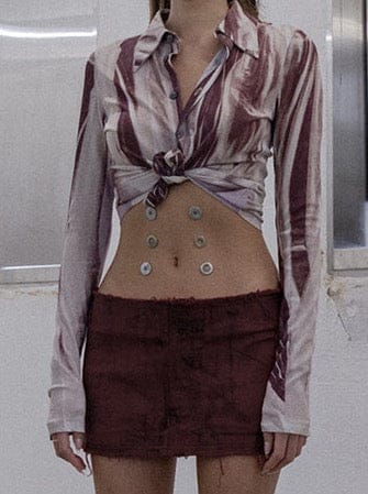 Brown stream printed jersey shirts-Lalameemee-APOC STORE