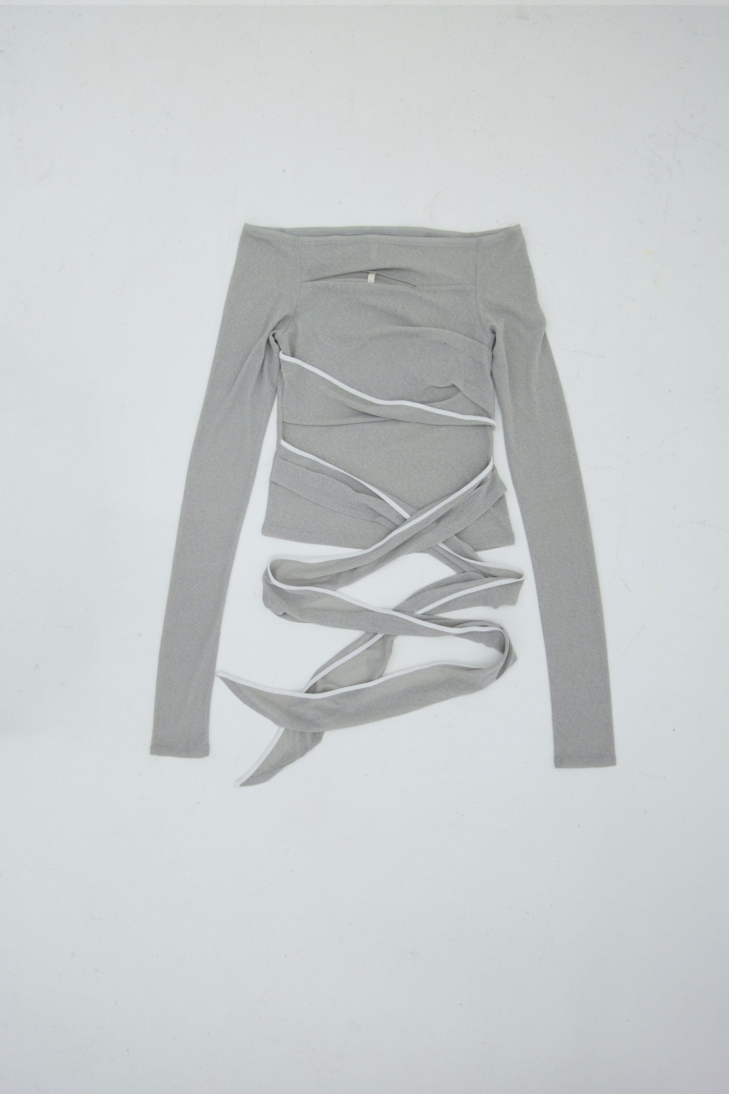 TWIST OFF-SHOULDER TOP LIGHT GREY-Lalameemee-APOC STORE